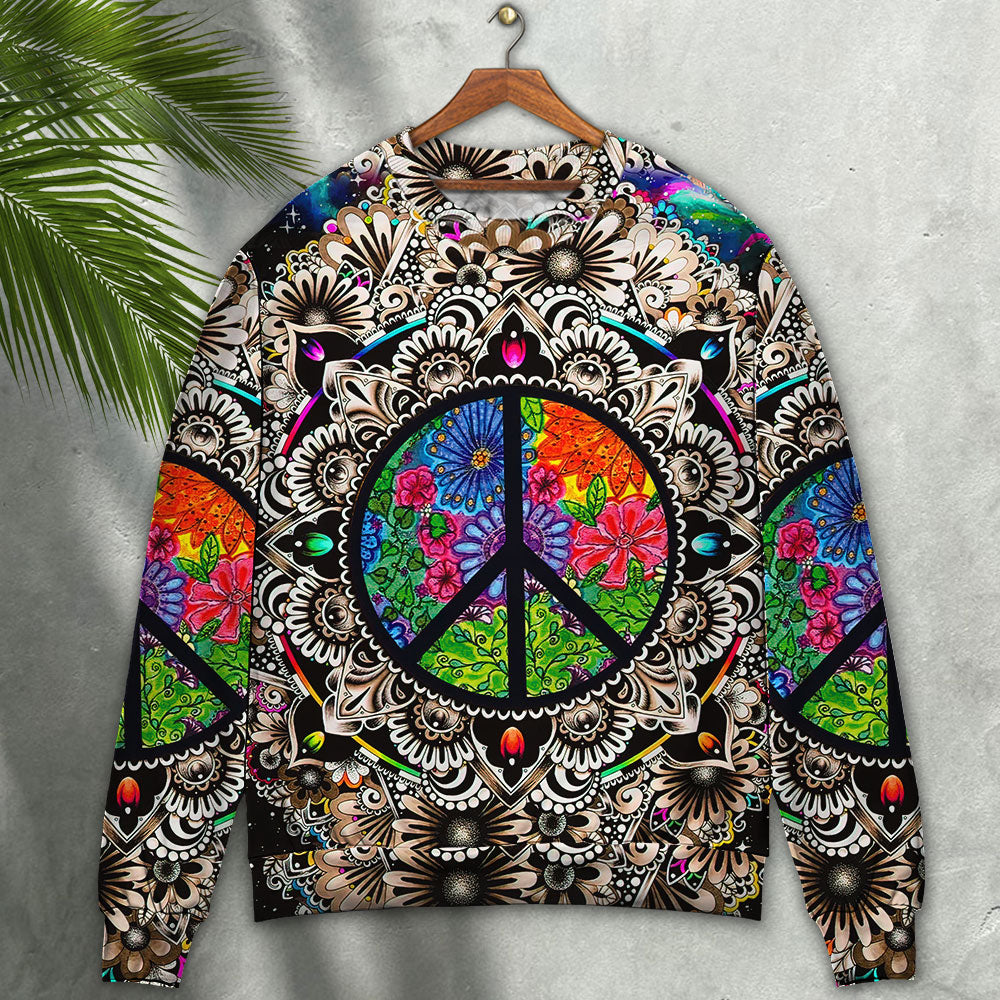 Hippie Peace Sign Galaxy Sweater For Colorful Outfits Weekend Events And Thoughtful Gift Giving