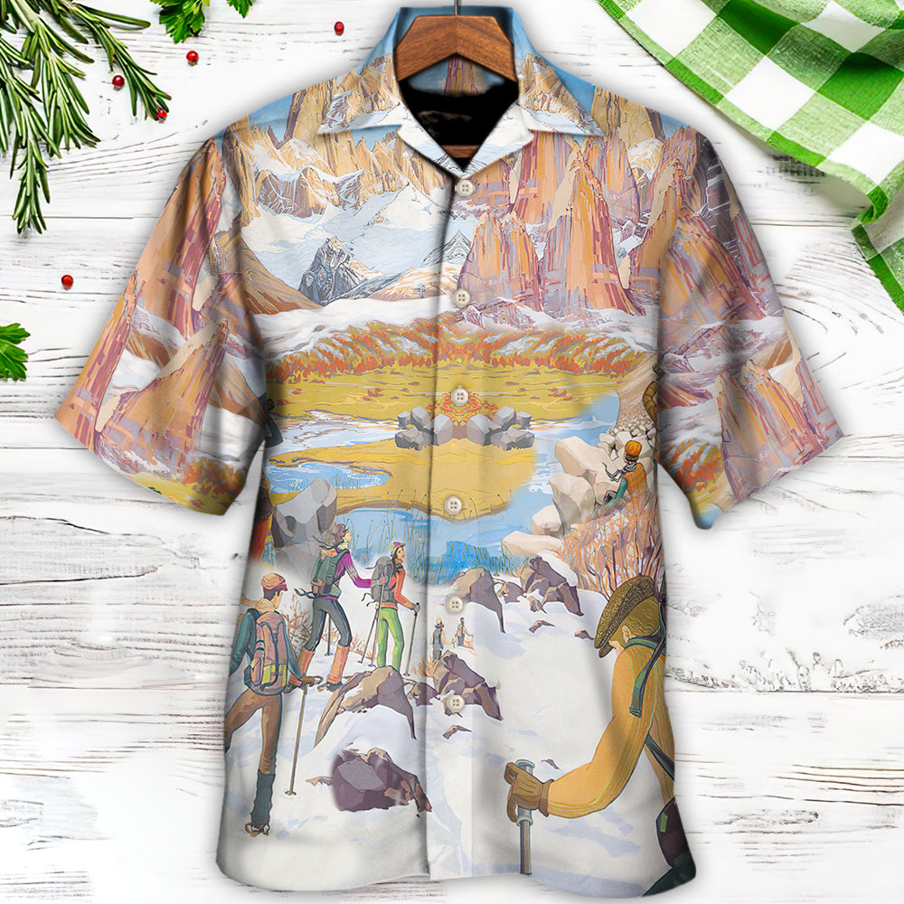 Climbing Mountain Hawaiian Shirt Design View For Beach Days