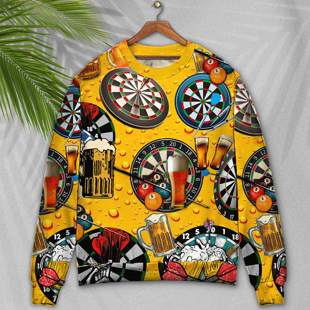 Dart And Beer Theme Sweater For Distinctive Style Travel Adventures And Creative Gifts