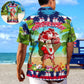 Christmas July Santa Beach Hawaiian Shirt For Holiday Parties, Tropical Vacations, And Festive Gift Giving