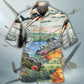 Military Creative Pattern Hawaiian Shirt Print Closeup For Vacation Style