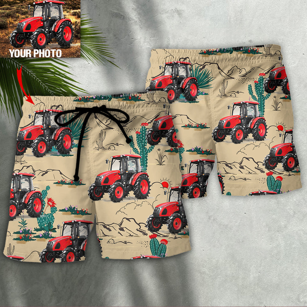Desert Tractor Beach Shorts Pattern Detail For Island Trips And Thoughtful Gift Giving
