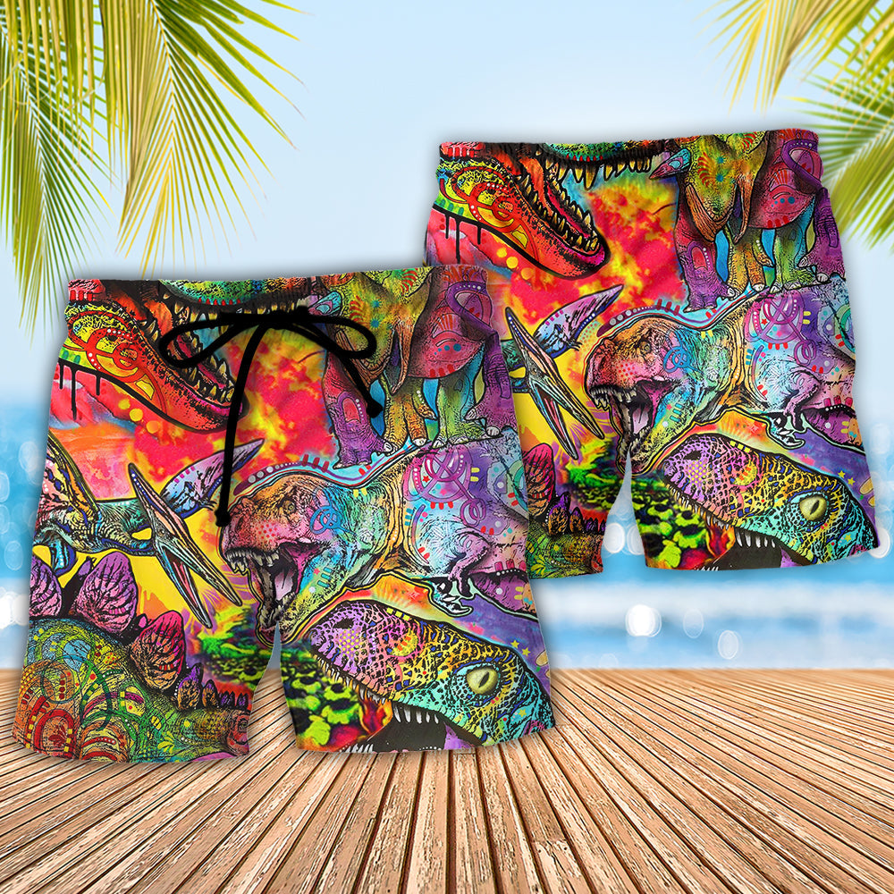 Dinosaur Wonderful World Nature Theme Beach Shorts For Beach Days And Casual Travel