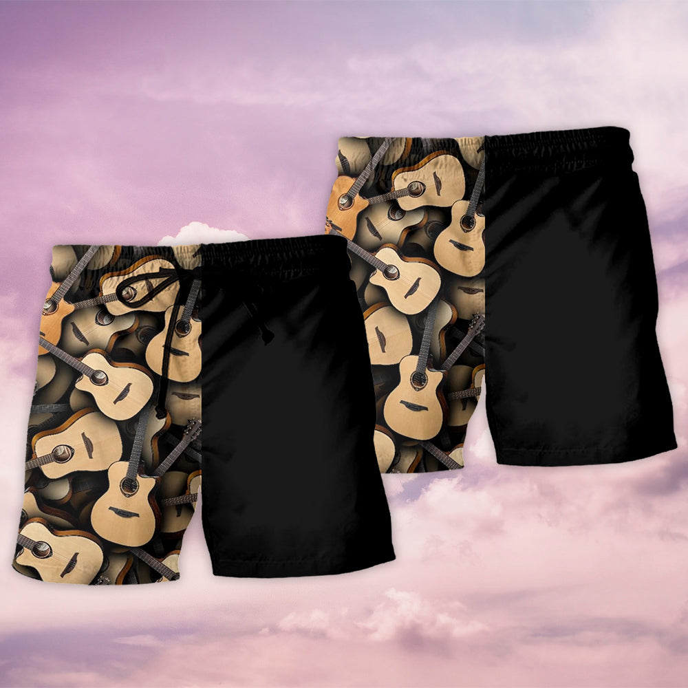 Guitar Beach Shorts Pattern Detail For Seaside Leisure And Versatile Outdoor Wear