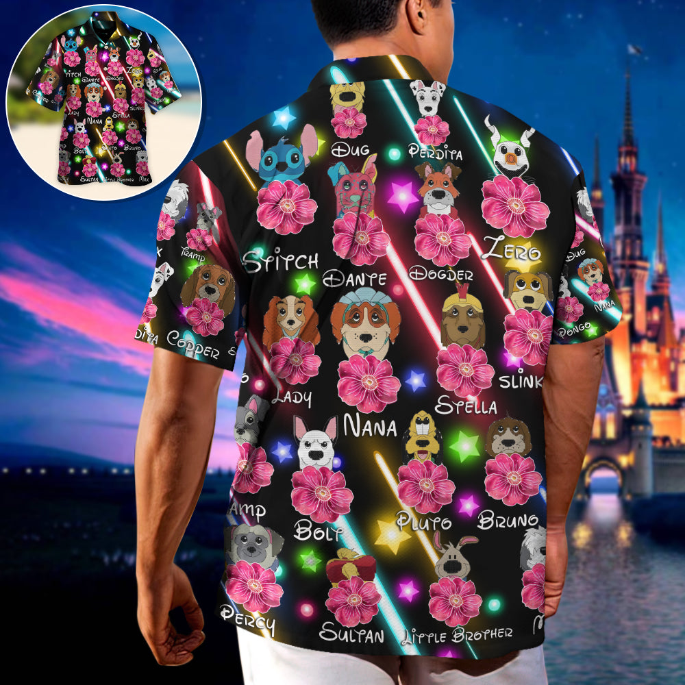 Neon Floral Funny Dog Hawaiian Shirt For Tropical Holidays, Outdoor Gatherings, And Everyday Comfort