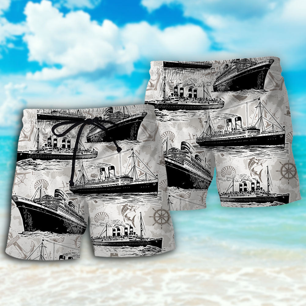 Retro Cruising Sea Map Adventure Beach Shorts For Warm Weather Travel And Everyday Comfort