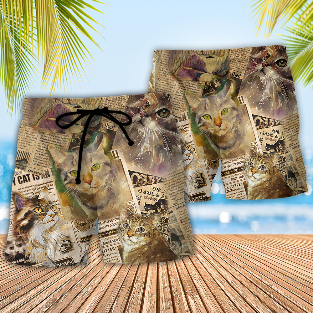 Cat Journal Unique Artistic Style Beach Shorts For Sunny Getaways And Gifting