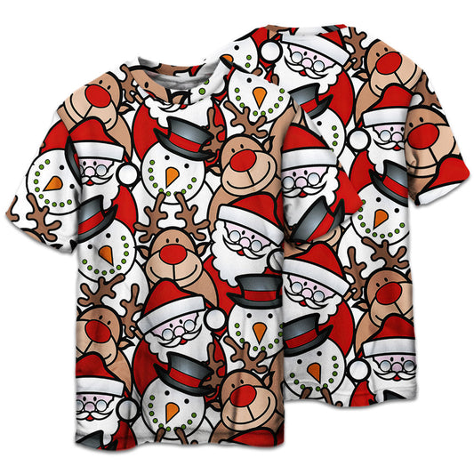Cute Santa And Holiday Reindeer Short Sleeve Pajamas Set For Christmas Sleepwear And Family Lounging