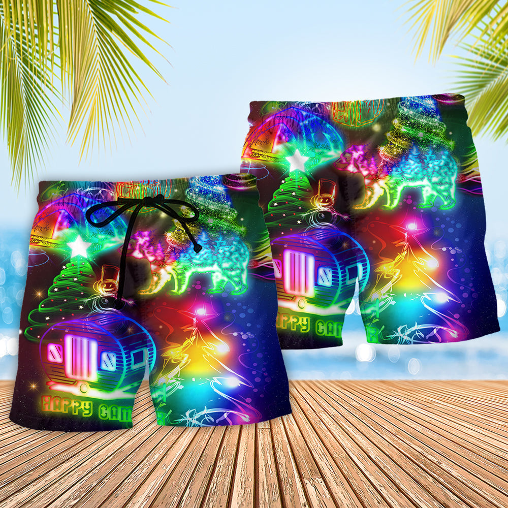 Christmas Camping Cozy Beach Shorts Pattern Detail For Coastal Leisure And Thoughtful Gift Giving