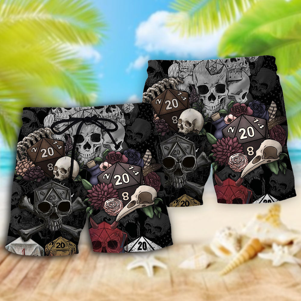 Skull Dice Dark Fantasy Beach Shorts For Warm Weather Travel And Everyday Comfort