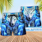 Wolf Blue Cool Art Beach Shorts For Beach Days And Casual Travel