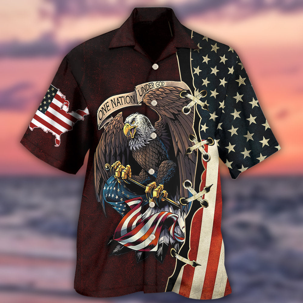 Eagle Nation Faith Hawaiian Shirt Pattern View For Lightweight Everyday Style