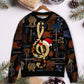 Christmas Guitar Happiness Santa Hat Sweater For Holiday Travel Winter Outings And Cheerful Gift Giving