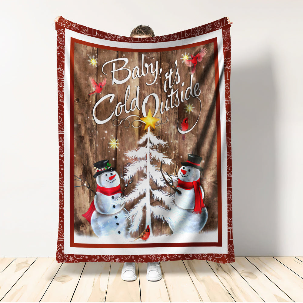 Cardinal Snowman Christmas Flannel Blanket For Cozy Bedroom Sofa Decor