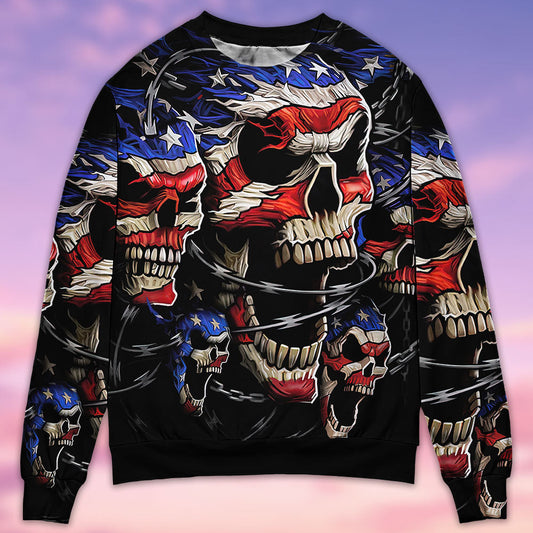 Skull America Sweater For Halloween Events Weekend Outings And Creative Gift Giving