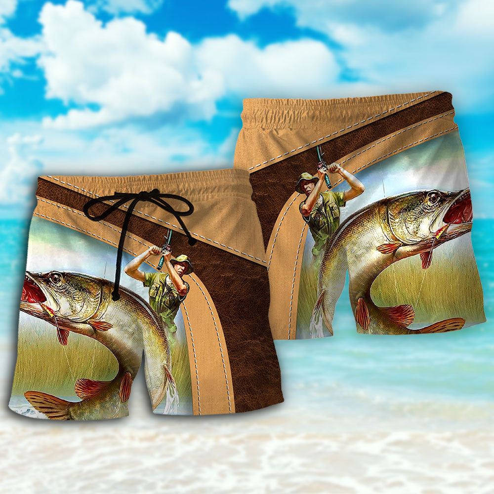 Old Fisherman And The Best Catch Beach Shorts Design View For Comfortable Resort And Beach Styling