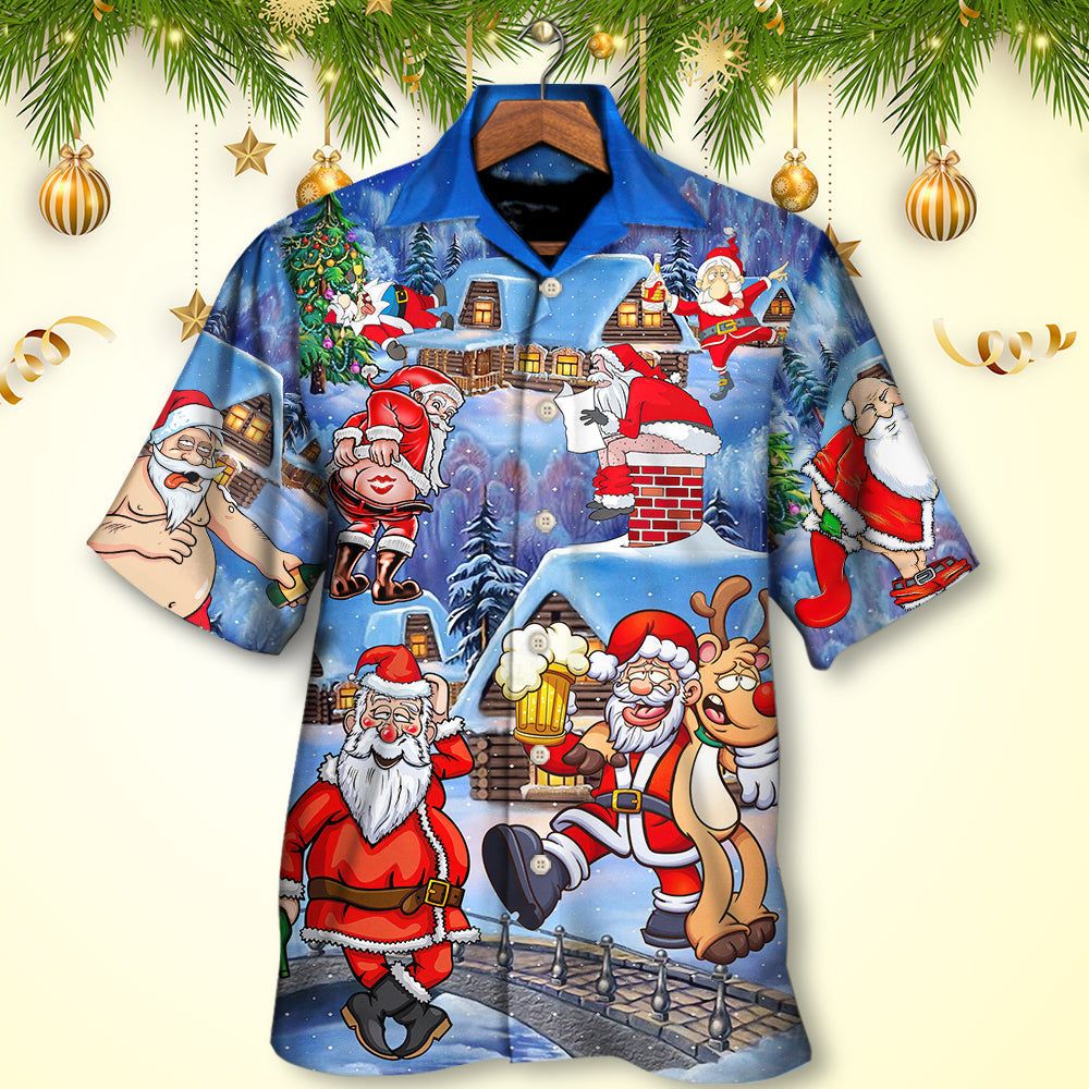 Christmas Santa Hawaiian Shirt Button Front Artwork For Thoughtful Gifting