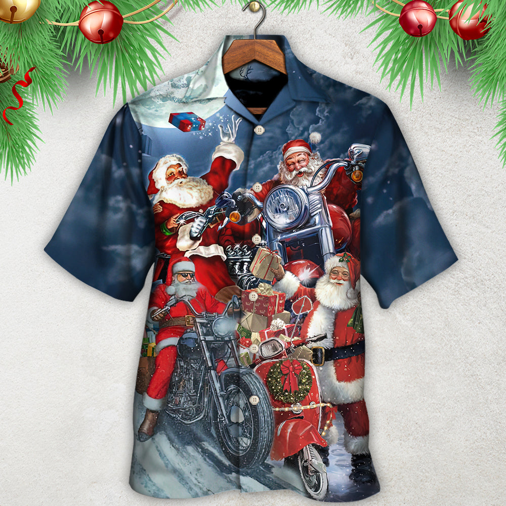 Christmas Santa Reindeer Motorbike Hawaiian Shirt For Coastal Adventures And Warm Weather Wear