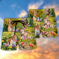 Easter Rabbit Relaxing In Flower Landscape Art Beach Shorts For Island Getaways And Comfort