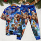 Strong Santa Christmas Short Sleeve Pajamas Set For Christmas Mornings And Relaxed Lounging