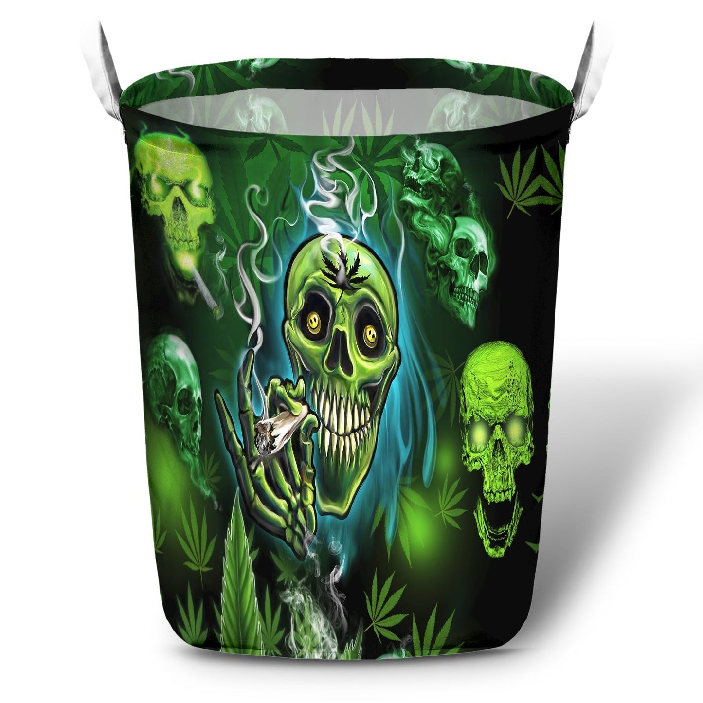 Bold Skull Green Graphic Laundry Basket For Nursery Dorm And Home Storage