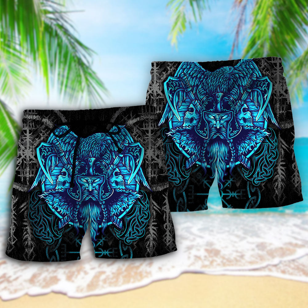 Viking King Blue Beach Shorts Pattern Detail For Relaxed Warm Weather Outfits