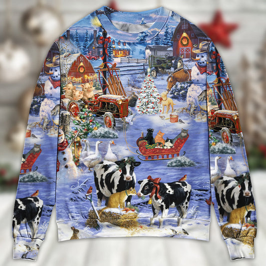 Christmas Farm Happy Sweater For Holiday Travel Winter Outings And Cheerful Gift Giving