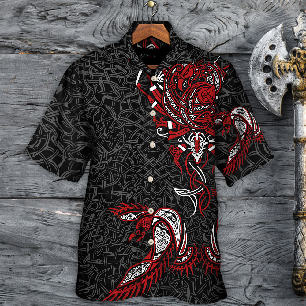 Norse Warrior War Raven Hawaiian Shirt Design Detail For Sunny Adventures And Casual Wear