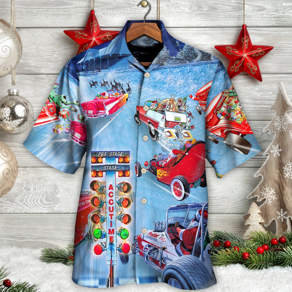 Christmas Santa Light Hawaiian Shirt Relaxed Style View For Warm Weather Events