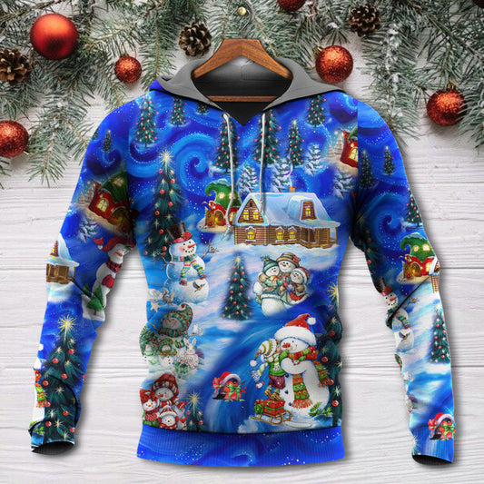 Christmas Snowman Chill Friends Hoodie For Festive Celebrations Seasonal Trips And Relaxed Winter Wear
