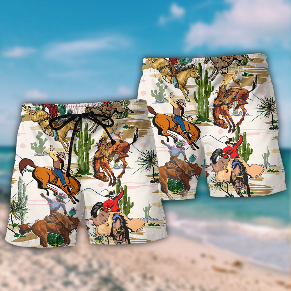 Western Cowboy Desert Cactus Tropical Beach Shorts For Tropical Getaways And Weekend Adventures