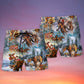 Santa Riding Horse In Snowy Mountains Beach Shorts Graphic Detail For Resort Trips And Casual Outings