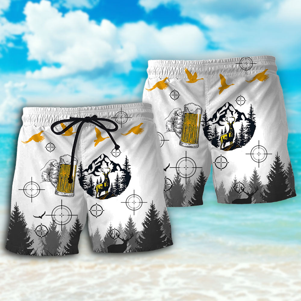 Beer Hunting Beach Shorts Pattern Detail For Summer Travel And Comfortable Daily Use