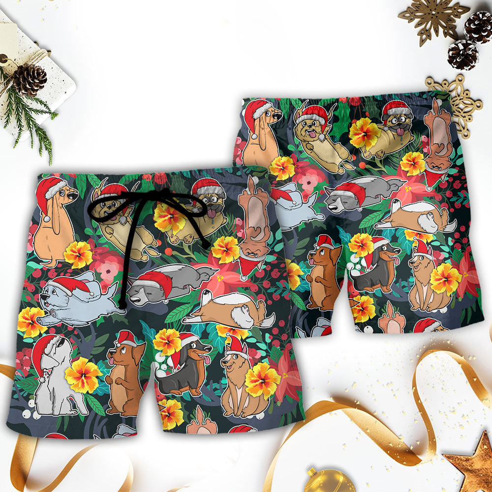 Christmas Dog Santa Beach Shorts For Poolside Relaxation And Summer Adventures