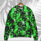 Green Flame Skull Burning Sweater For Alternative Outfits Seasonal Events And Everyday Comfort