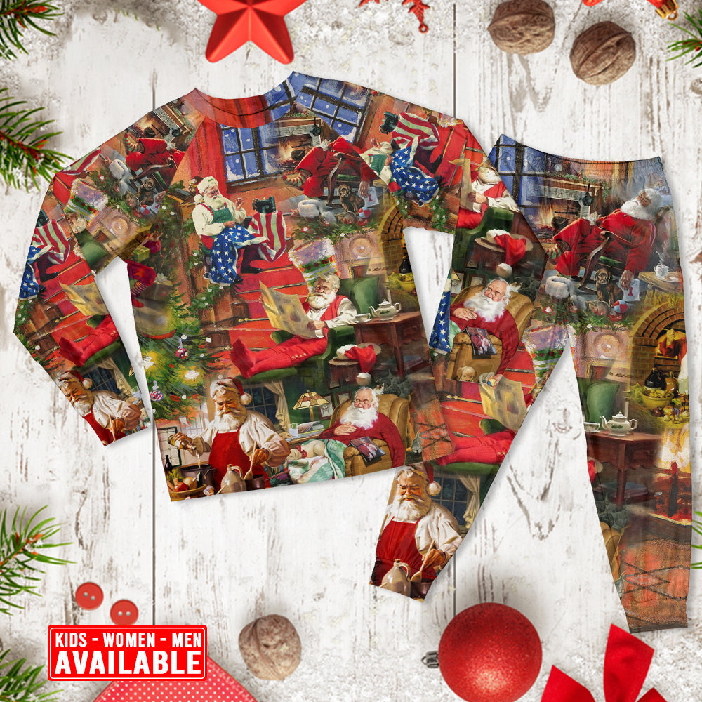 Santa Everyday Christmas Moments Long Sleeve Pajamas Set For Holiday Travel And Comfortable Home Wear