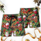 Christmas Santa Snowman Beach Shorts Pattern Detail For Summer Travel And Comfortable Daily Use