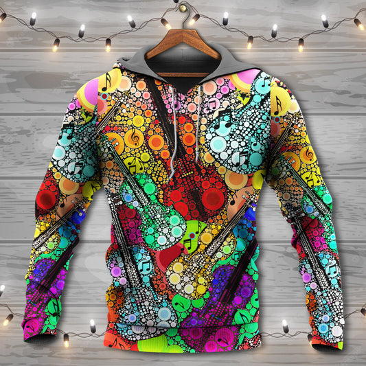 Colorful Guitar Scroll Bubble Hoodie For Rehearsals Weekend Outings And Comfortable Streetwear