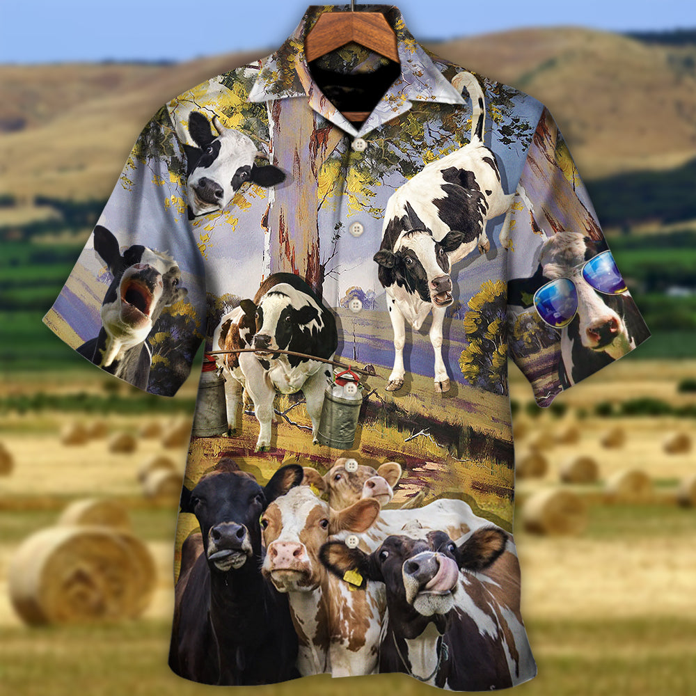Australian Funny Cow Dancing Landscape Hawaiian Shirt Fabric Pattern Detail For Thoughtful Gifting