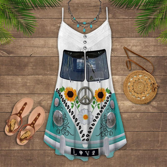 Hippie Van Retro Style Limited 2 – Women's Summer Sleeveless V-Neck Camisole Dress