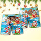 Christmas Coastal Santa Beach Shorts Pattern Detail For Tropical Escapes And Lightweight Summer Style