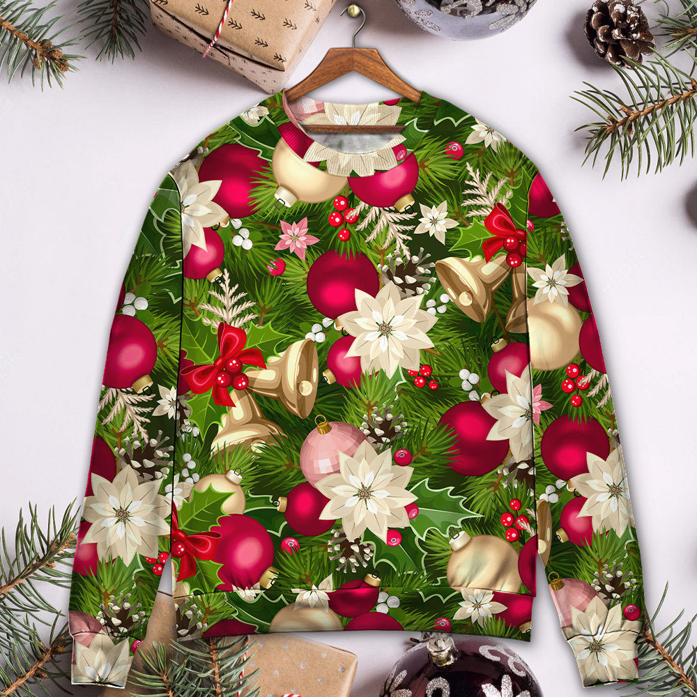 Christmas Fir Tree And Poinsettia Flowers Sweater For Festive Events Weekend Outings And Comfortable Winter Style