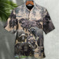 Buffalo Creative Pattern Hawaiian Shirt Collar And Front View For Casual Outings
