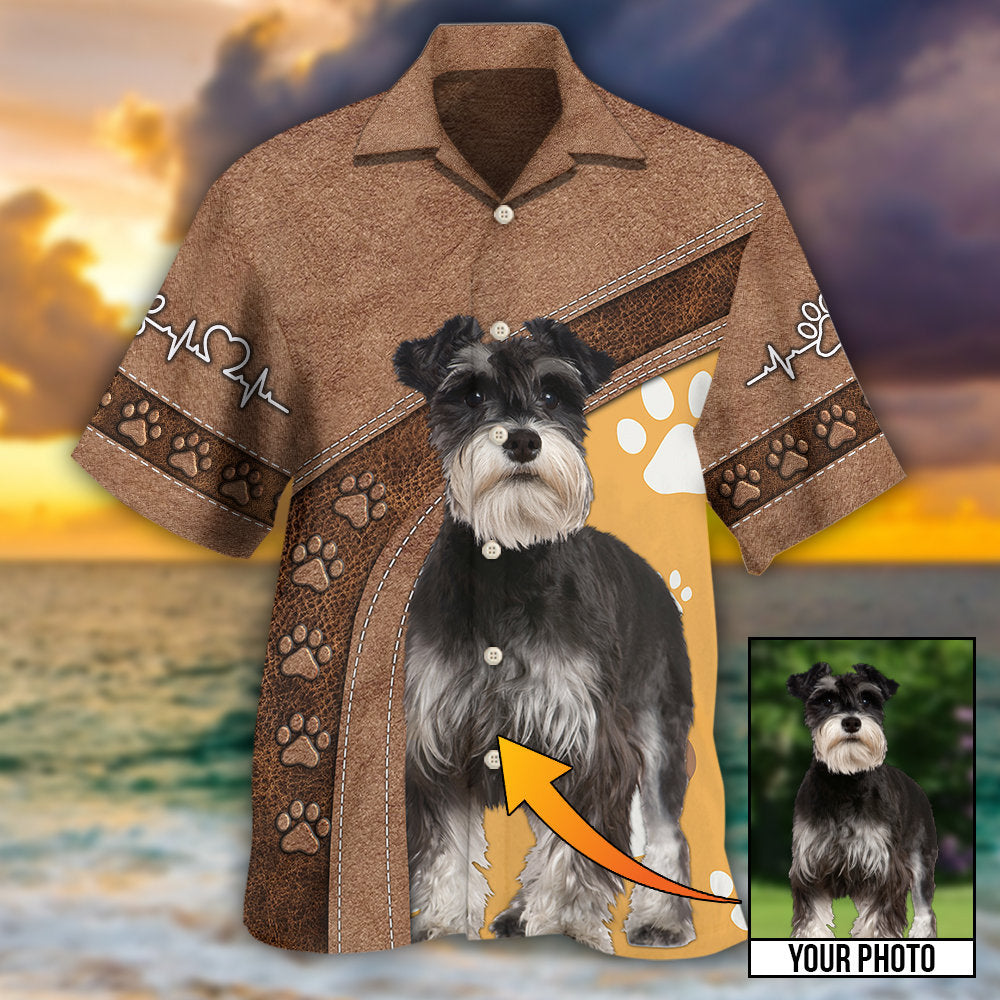 Brown Classic Dog Paw Custom Photo Personalized Hawaiian Shirt Design Detail For Beach Days And Holiday Travel