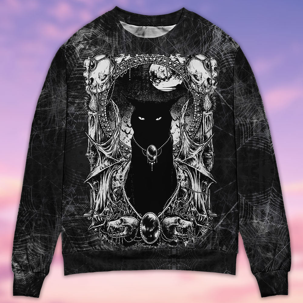 Black Cat Spooky Movie Night Sweater For Animal Lovers Casual Wear Holidays And Thoughtful Gifting
