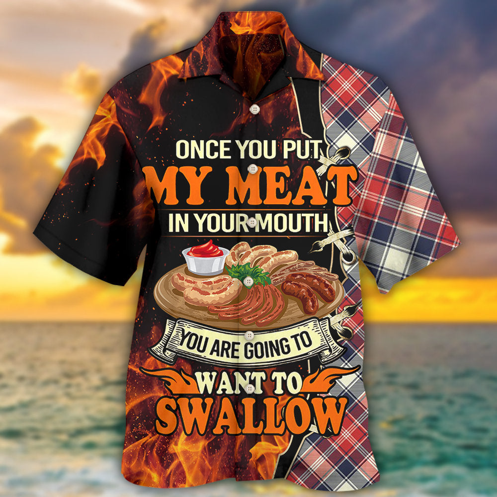 Funny Barbecue Grill Food Hawaiian Shirt Summer Design Detail For Tropical Vacations