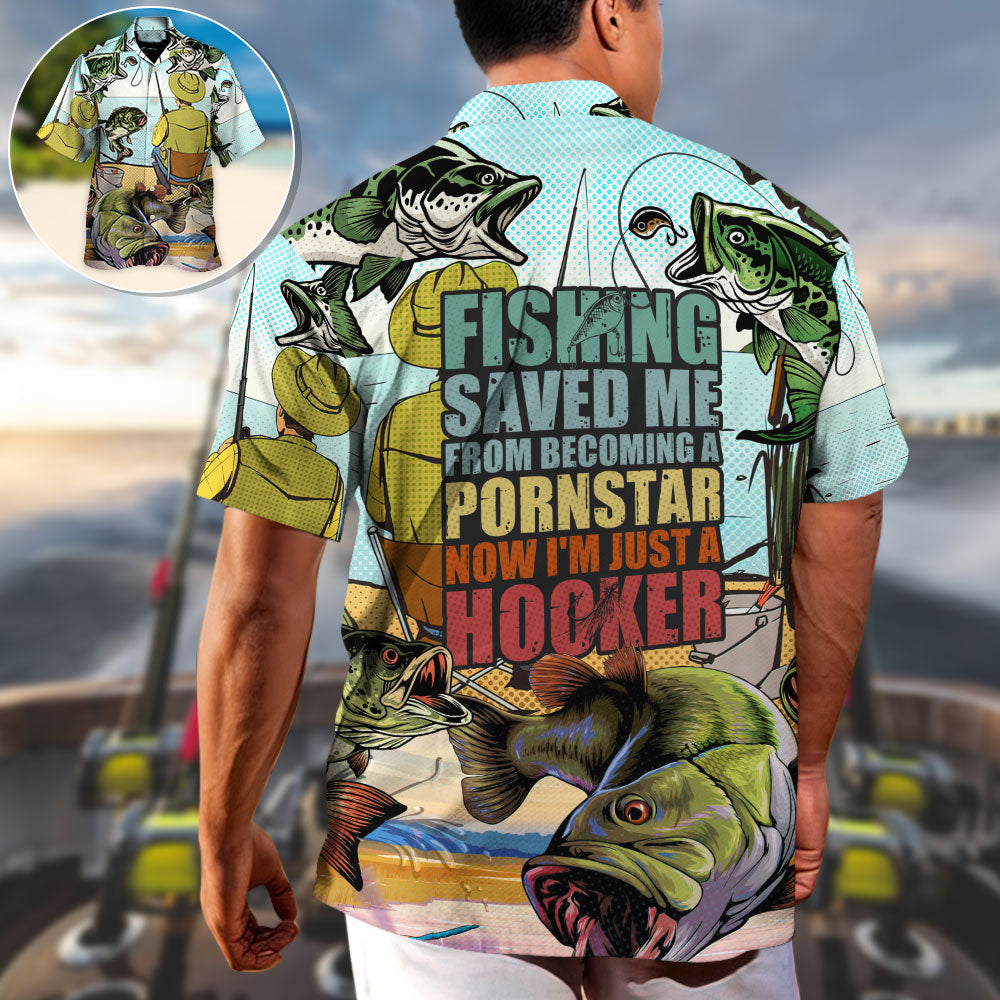 Fishing Becoming Famous Hawaiian Shirt Artwork View For Weekend Travel And Beach Style
