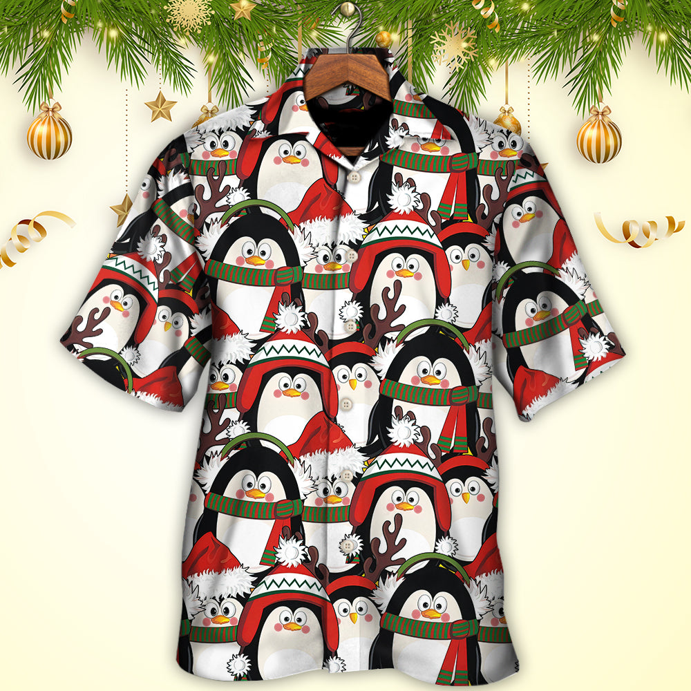 Cute Christmas Penguin Holiday Hawaiian Shirt Artwork View For Island Holidays