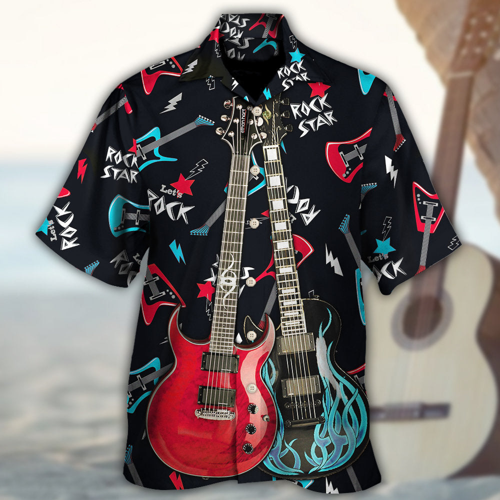 Guitar Playing Music Hawaiian Shirt For Vacation Days And Relaxed Coastal Outings