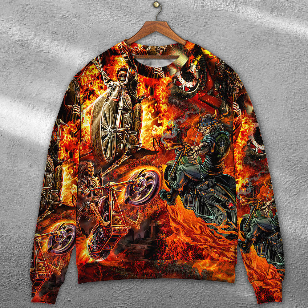 Motorcycle Skull Fire Sweater For Alternative Fashion Events And Thoughtful Seasonal Gifts